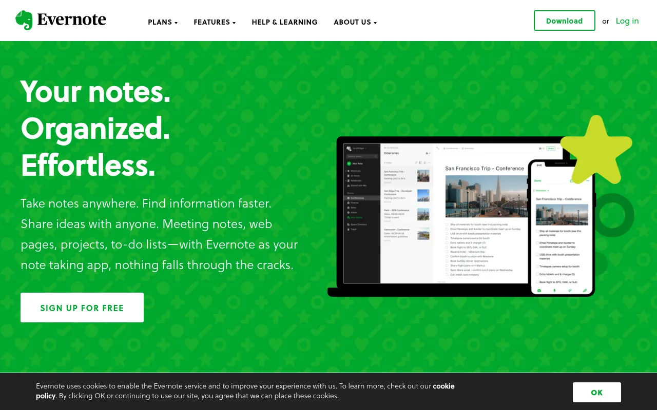 Evernote screenshot